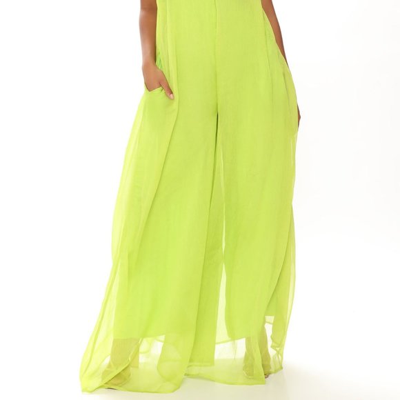 Sexy Citrus Lime Green Backless Jumpsuit - Picture 2 of 7